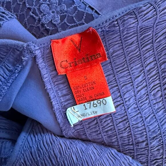 Cristina V, Purple Maxi Crocheted V neck Beach Bohemian, Boho Summer Dress Sz. S - Picture 6 of 7